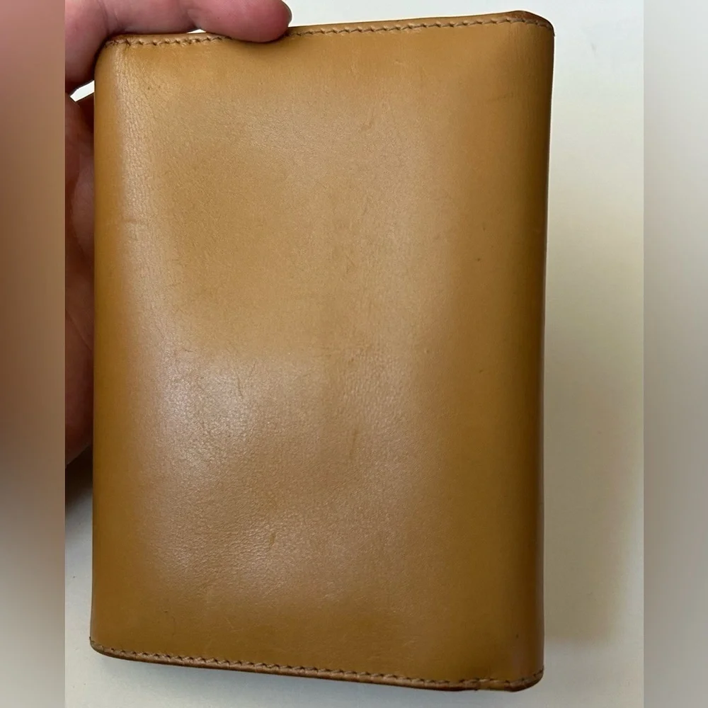 Vintage Coach Leather Tri Fold Card Holder Wallet Tan Camel 5.5”x4”